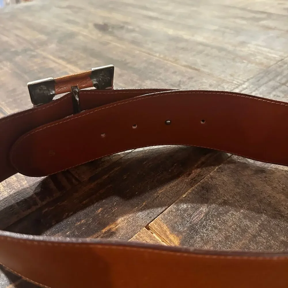Paloma Picasso Leather Belt sz S Tan Leather Belt Decorative Buckle